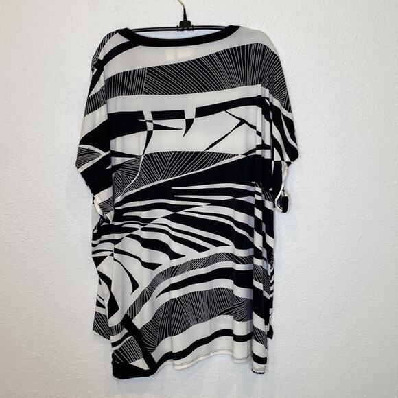 Chico’s Tropical Print Short Sleeve Blouse EUC Sz 16 Stretch Abstract Polyester - Picture 7 of 13